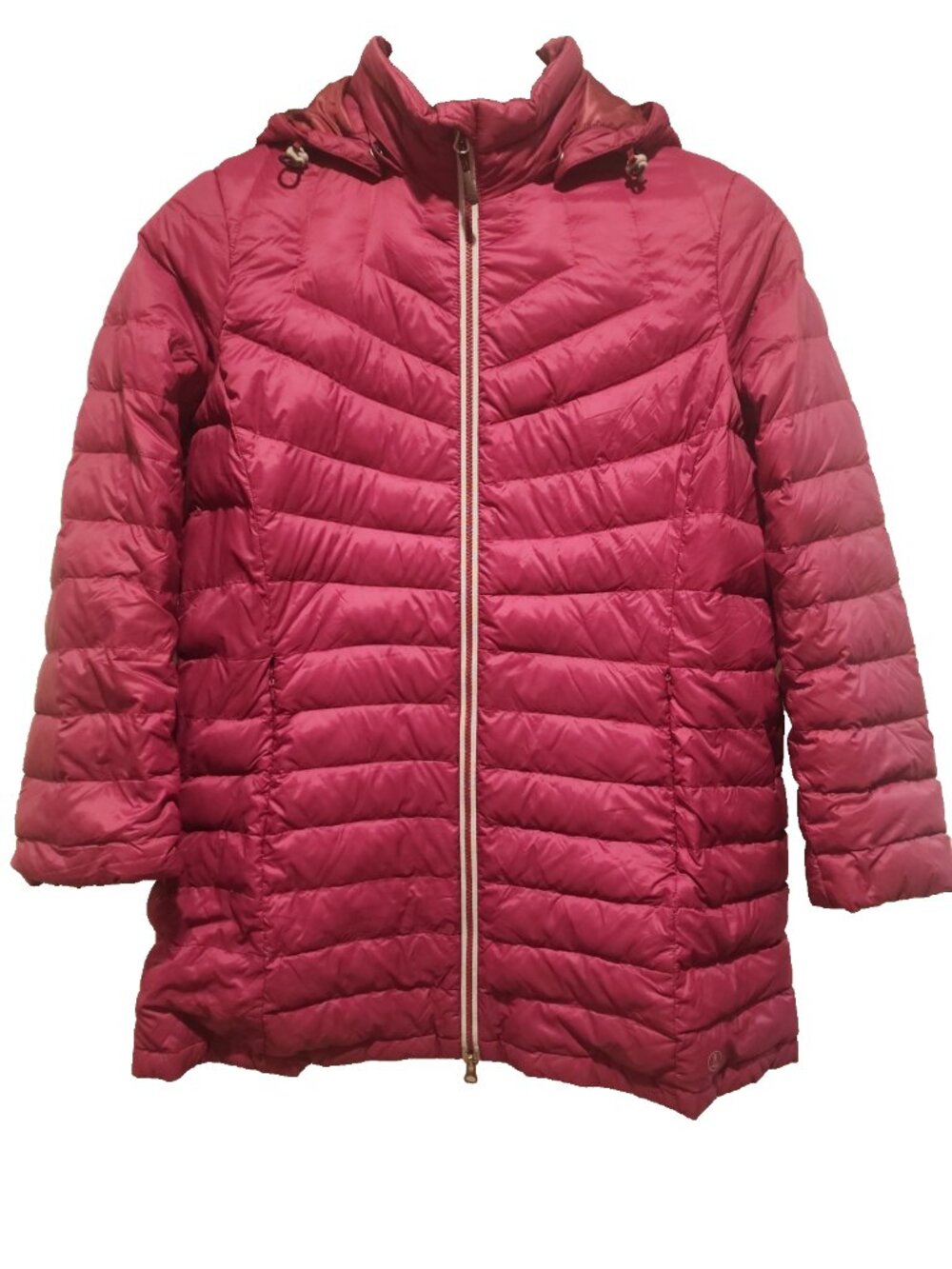 LANDS END size plus 1X Womens 16w 18w lightweight Down Coat Purple jacket w hood